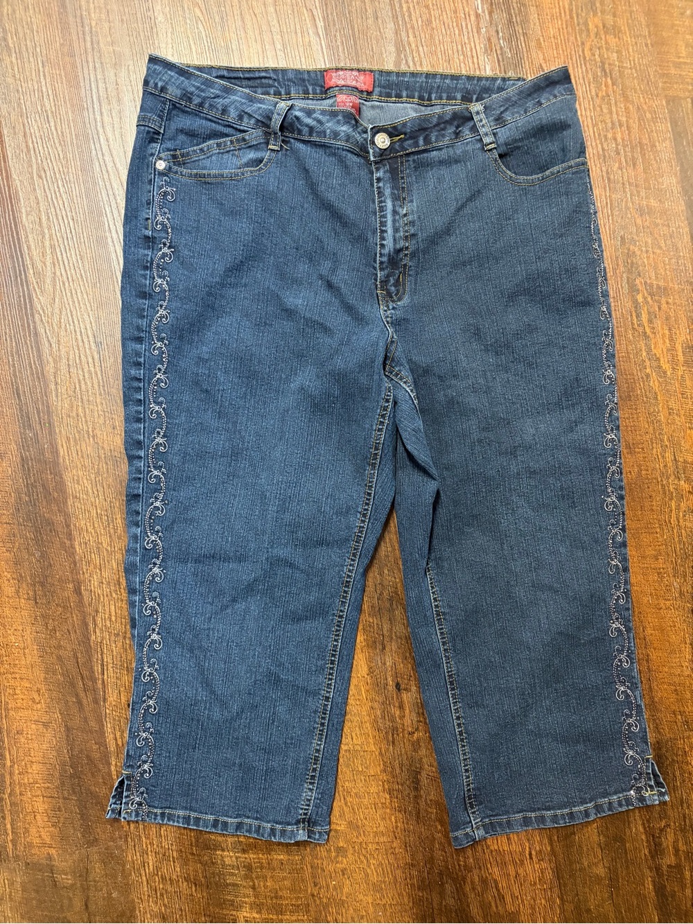 COS Dark Blue Embroidered Cropped Jeans